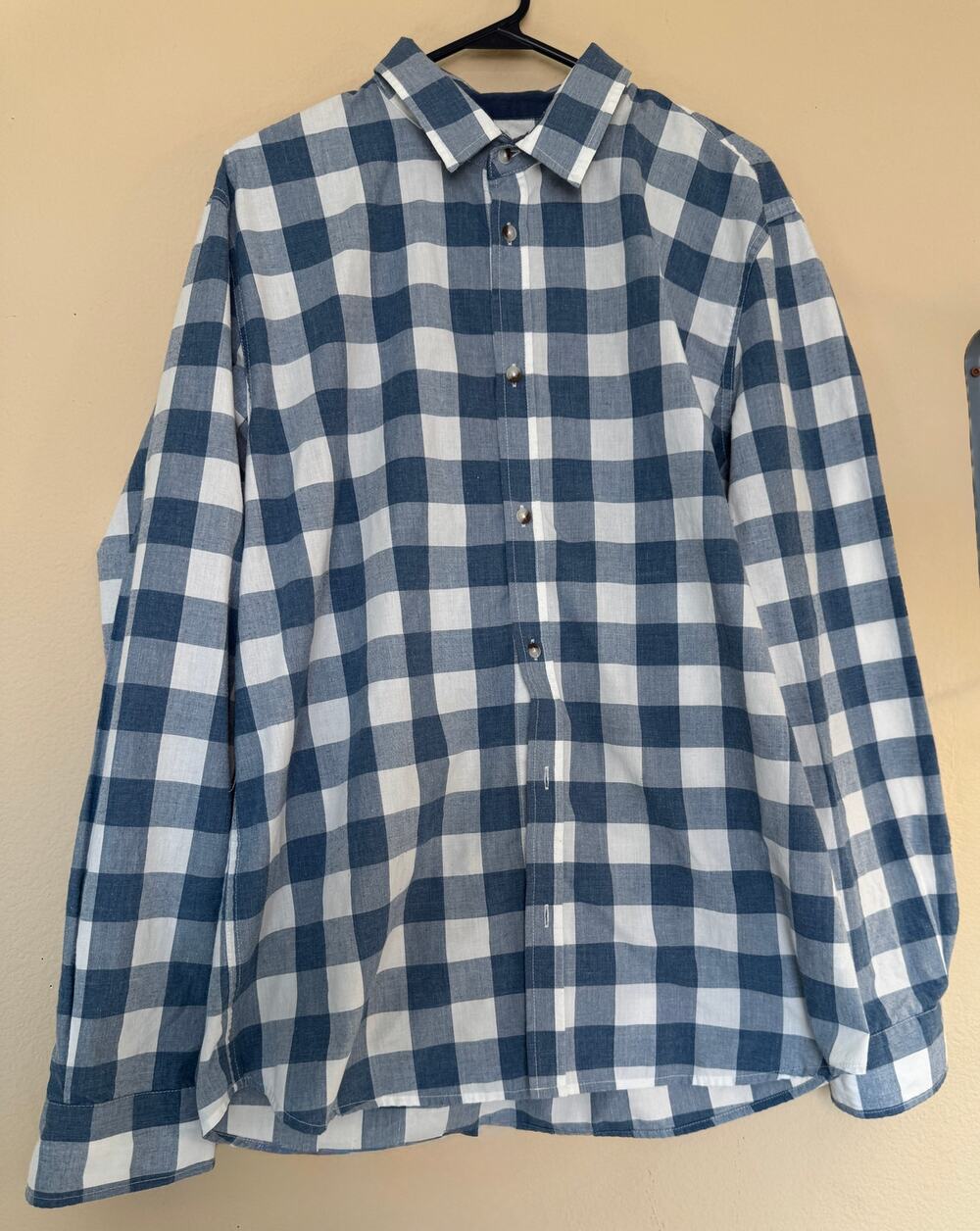 : Marine Layer Men’s Blue White Gingham Button Down Shirt Size XL